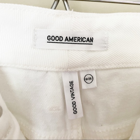 Good American Exposed Zip High Waist Slim Straight Ankle Jeans White 25 NWT - Picture 7 of 13